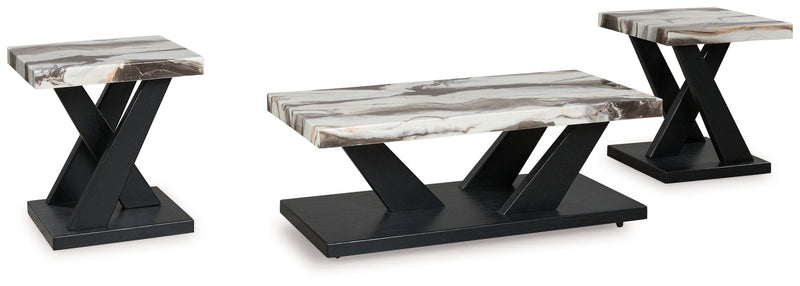 Cendill - Occasional Table Set (Set of 3) - Dark Brown / White / Black