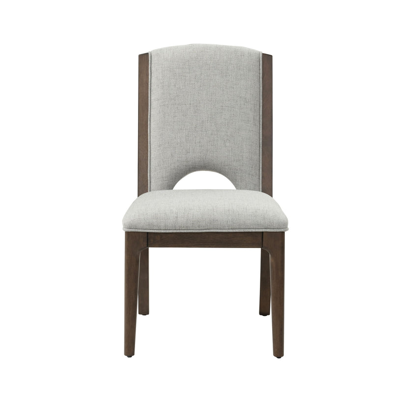 Athens - Upholstered Dining Chair (Set of 2) - Light Gray / Chocolate Brown