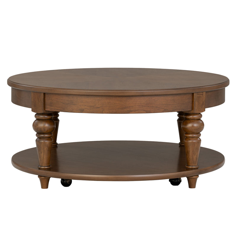 Bellevue - Round Coffee Table With Casters - Whiskey Brown