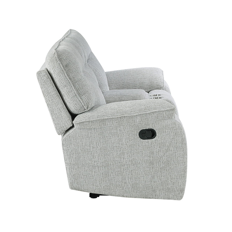 Chablis - Reclining Console Loveseat - Mist Gray