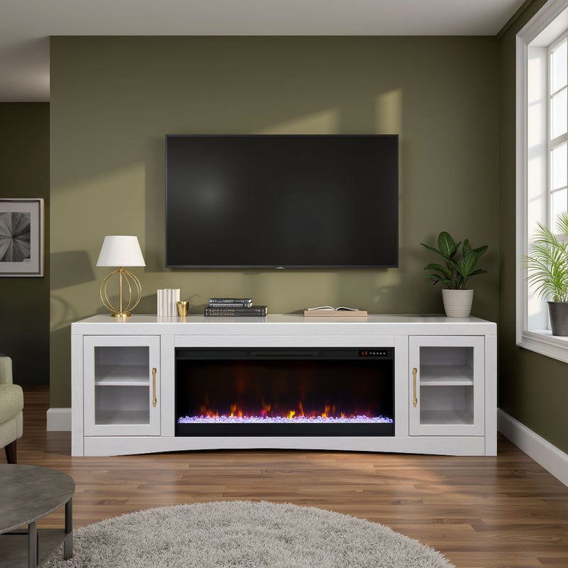 Heritage - Super Fireplace Console - White