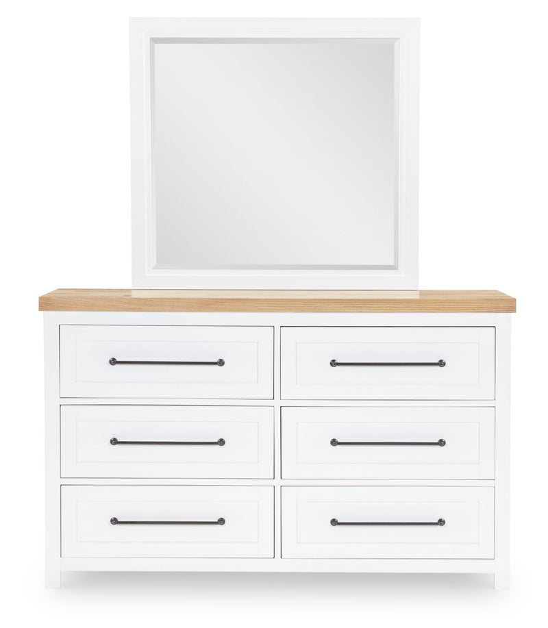 Horizons - 6 Drawers Dresser - Pure White / Natural Oak