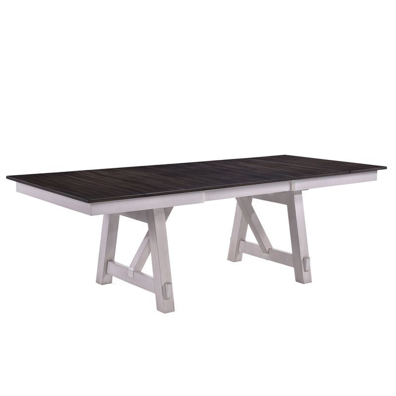 Maisie - Dining Table Top & Base - White / Dark Brown