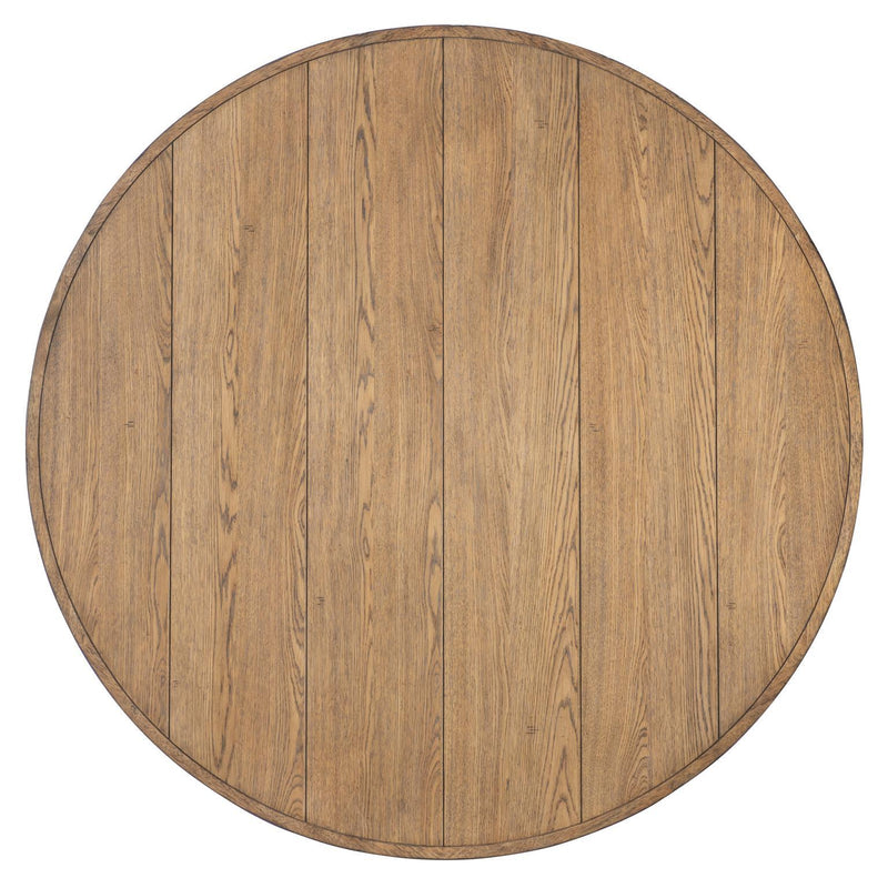 Vintage Market - Round Dining Table Complete - Barnwood Oak And Kettle Black
