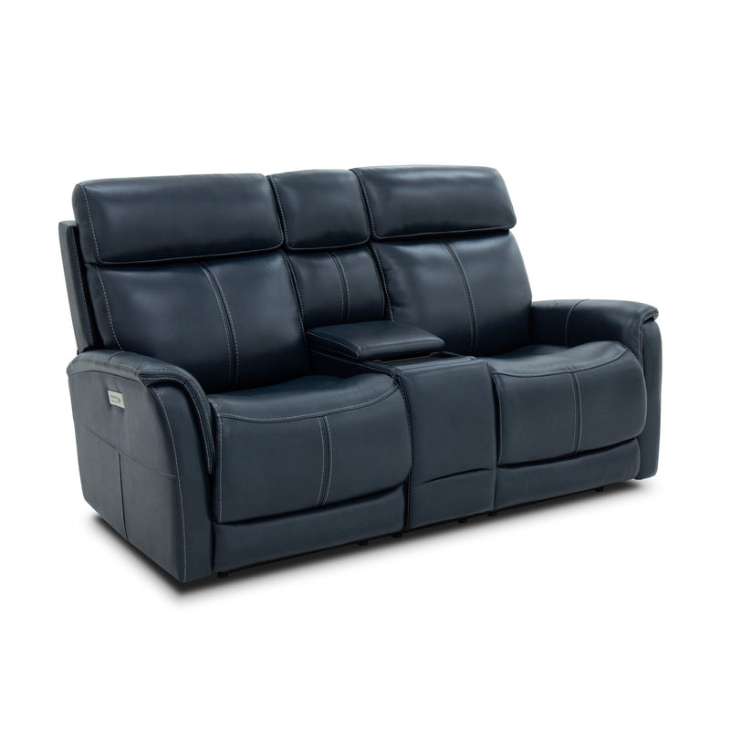 View - Power Reclining Loveseat With Console, Power Headrest & Lumbar