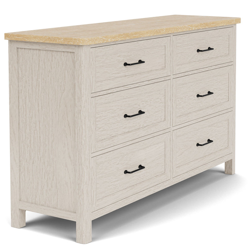 Glenndale - Six Drawer Dresser - Aged White / Wheat