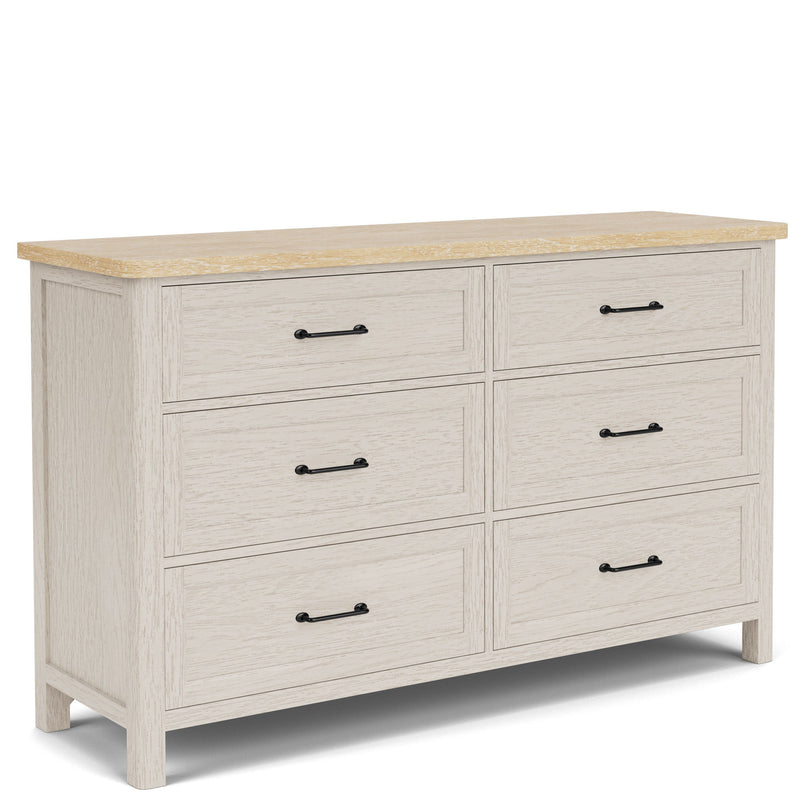 Glenndale - Six Drawer Dresser - Aged White / Wheat